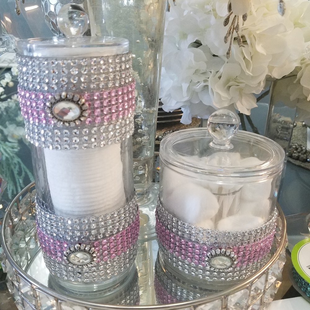 Blingy Cotton Ball, Qtip Swab & Cotton Pad Holders